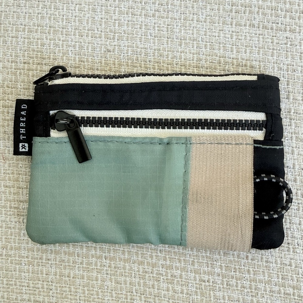 Thread Wallets Zip ID Card Holder Wallet Key Ring Zipper Compact